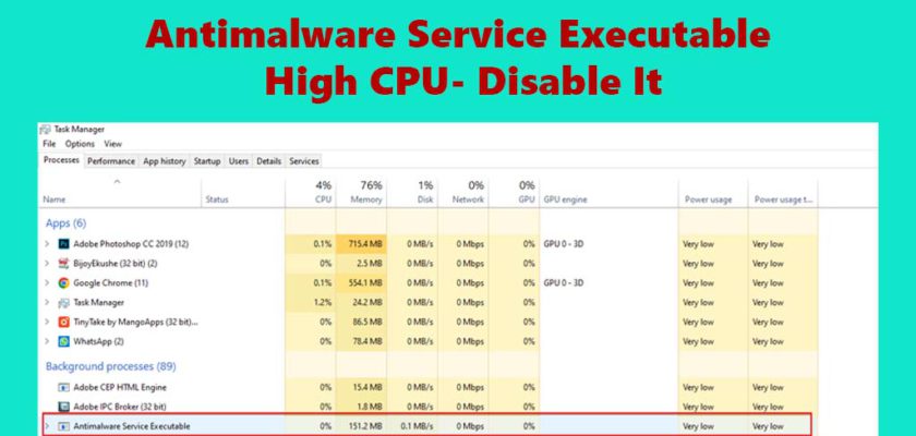 disable antimalware service executable